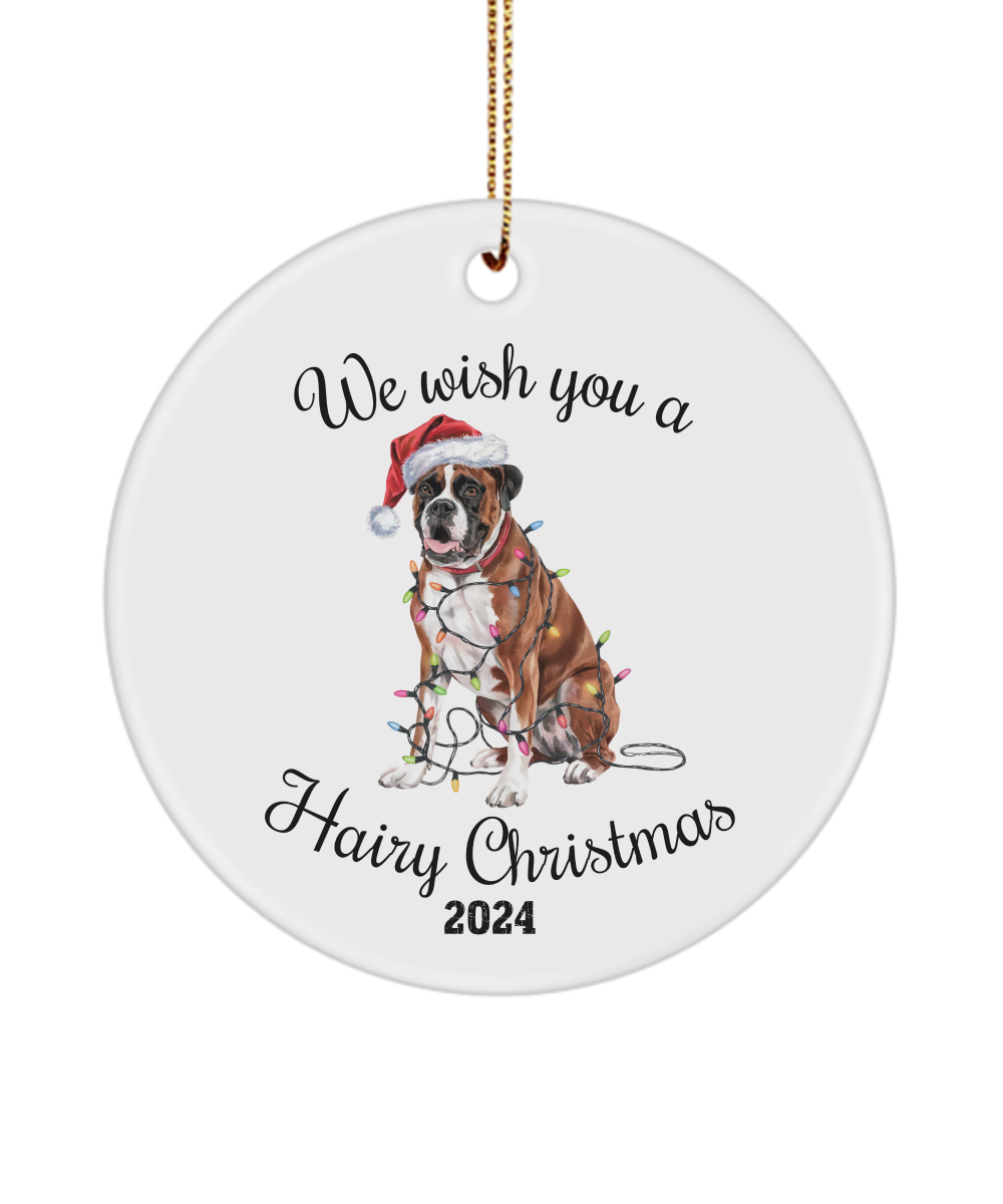 Christmas Boxer Ornament, Boxer Mom, Christmas Lights Dog Keepsake, Christmas Dog, Gift for Dog Lover, Boxer