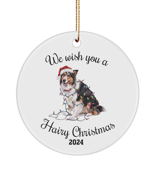 Christmas Collie Ornament, Christmas Lights Dog Keepsake, Collie Mom, Christmas Dog, Gift For Dog Lover, Collie