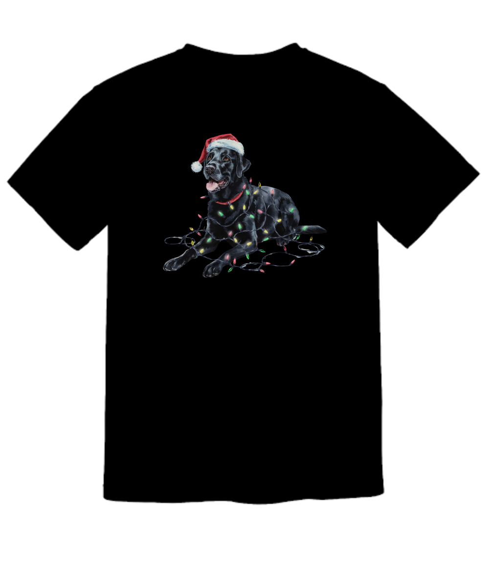 Christmas Black Labrador Shirt, Christmas Lights Dog Tee, Christmas Dog Tee, Lab Mom Tshirt, Gift for Dog Lover, Black Lab