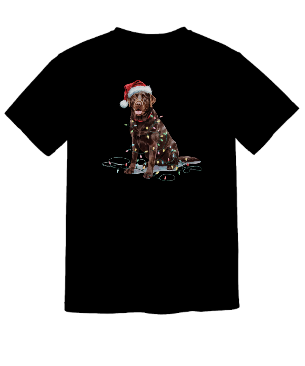 Christmas Chocolate Labrador Shirt, Christmas Lights Dog Tee, Christmas Dog, Lab Mom Tee, Gift for Dog Lover, Chocolate Lab