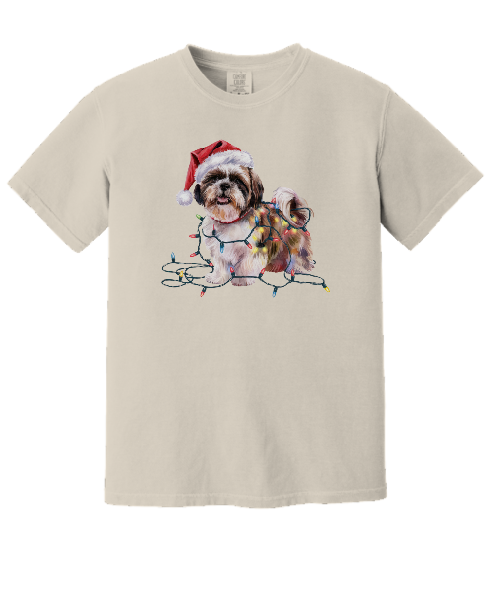 Christmas Shih Tzu Shirt, Christmas Lights Dog Tee, Christmas Dog Tee, Shih Tzu Mom Tshirt, Gift for Dog Lover, Shih Tzu