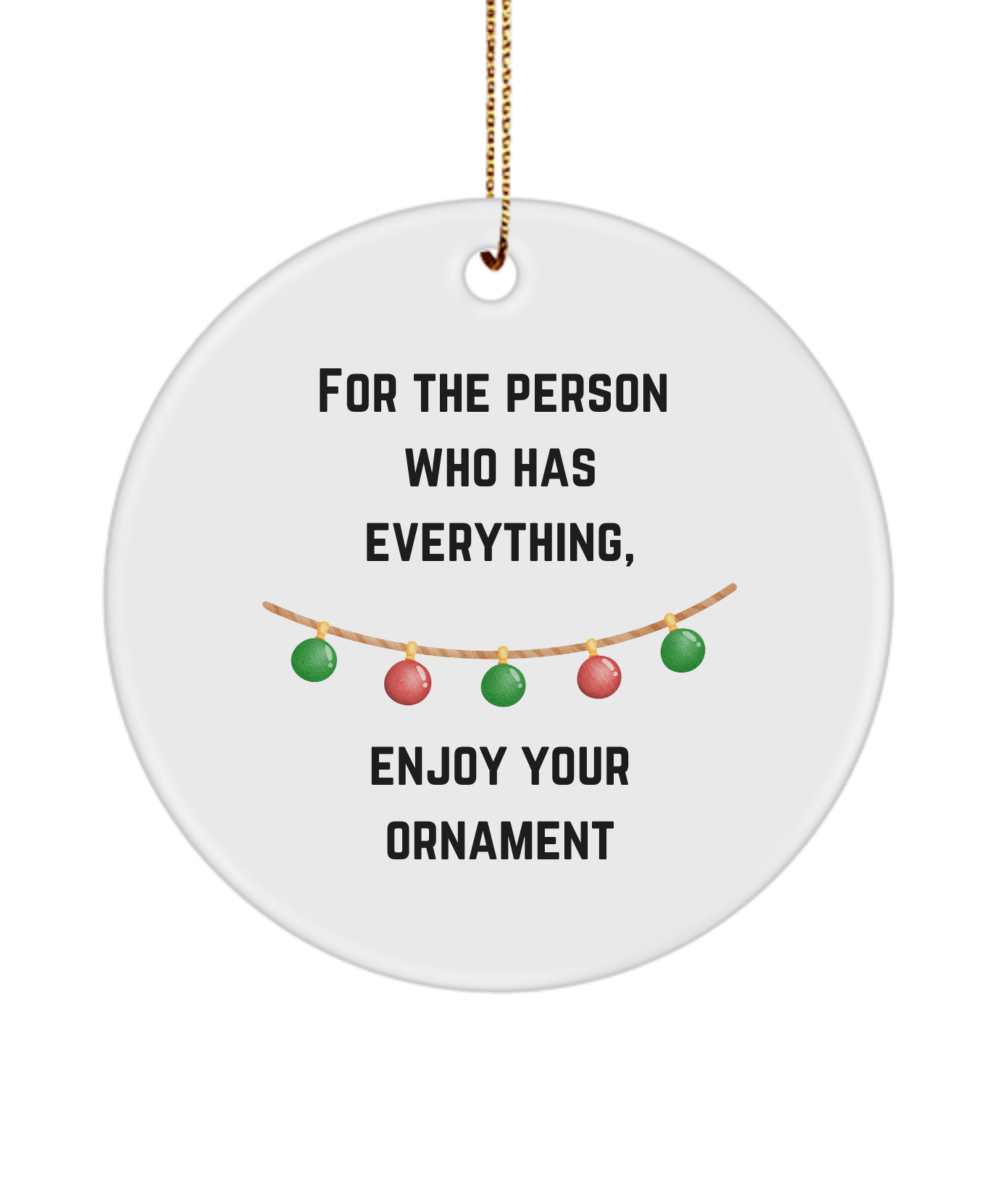 Funny Christmas Ornament, Gift for Co-Worker, Person Who Has Everything, Christmas Ornament, Gift for Christmas, Secret Santa