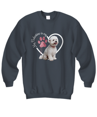 Load image into Gallery viewer, Valentine Bichon Frise Sweatshirt, Bichon Frise Mom,, Valentine Heart Dog, Valentine Dog Sweatshirt, Gift for Dog Lover
