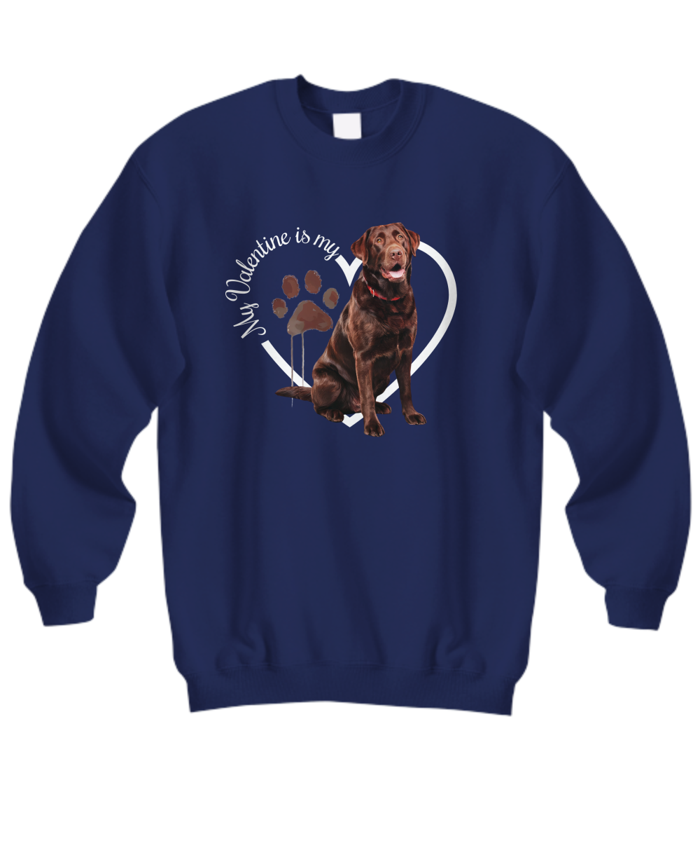 Valentine Chocolate Lab Sweatshirt, Chocolate Lab Mom, Valentine Heart Dog, Valentine Dog Sweatshirt, Gift for Dog Lover