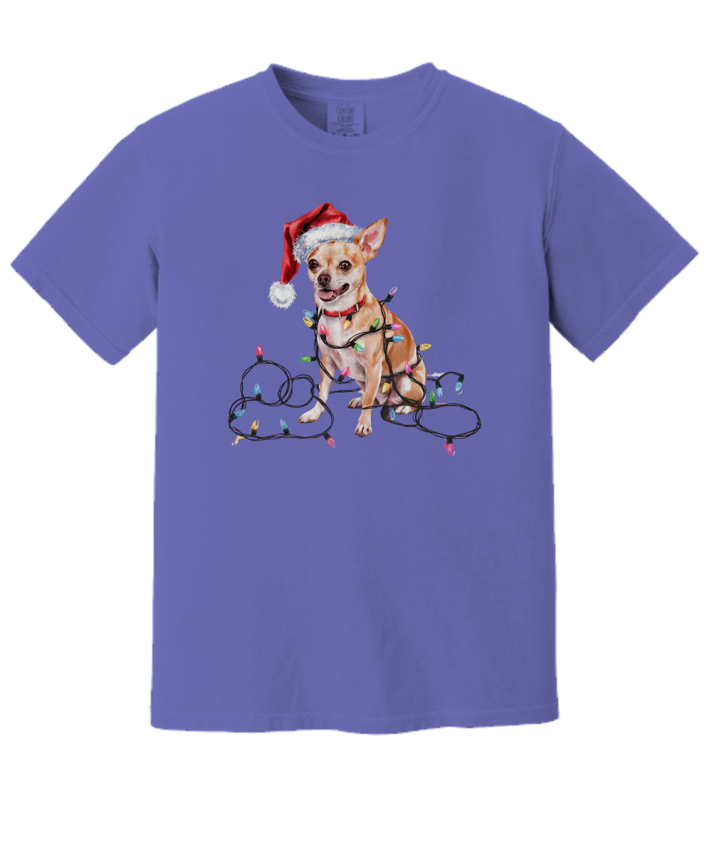 Christmas Chihuahua Shirt, Christmas Dog Tee, Christmas Lights Dog Tee, Chihuahua Mom Tshirt, Gift for Dog Lover, Chihuahua