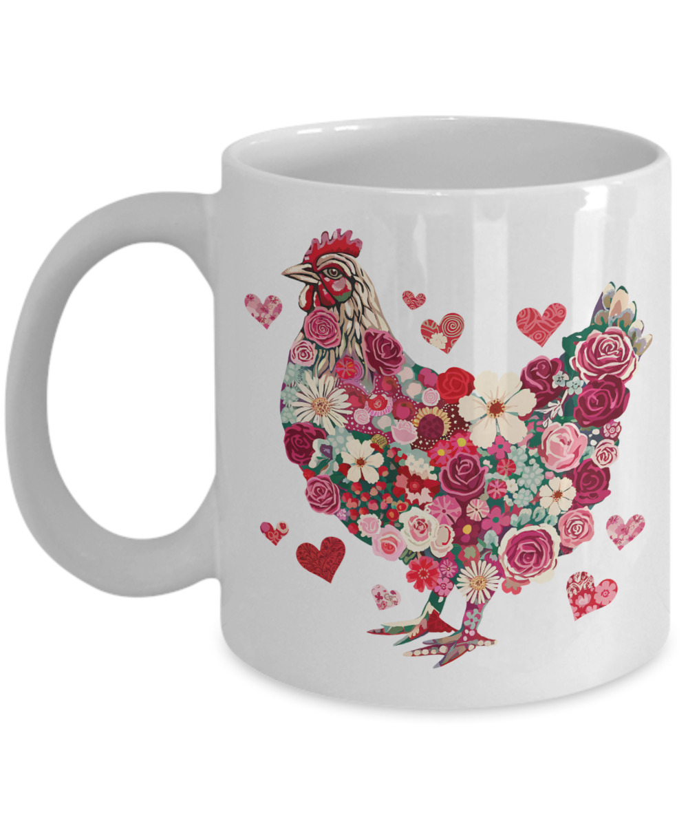 Valentines Day Chicken Roses Mug