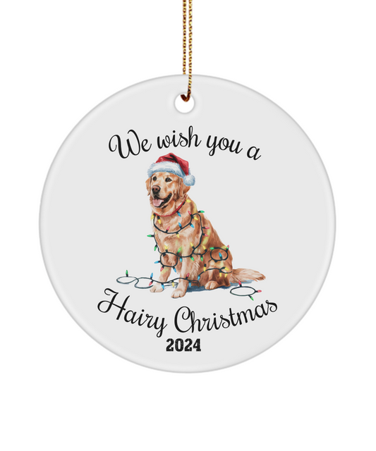 Christmas Golden Retriever Ornament, Gift for Dog Lover, Christmas Lights Dog Keepsake, Christmas Dog, Golden Retriever