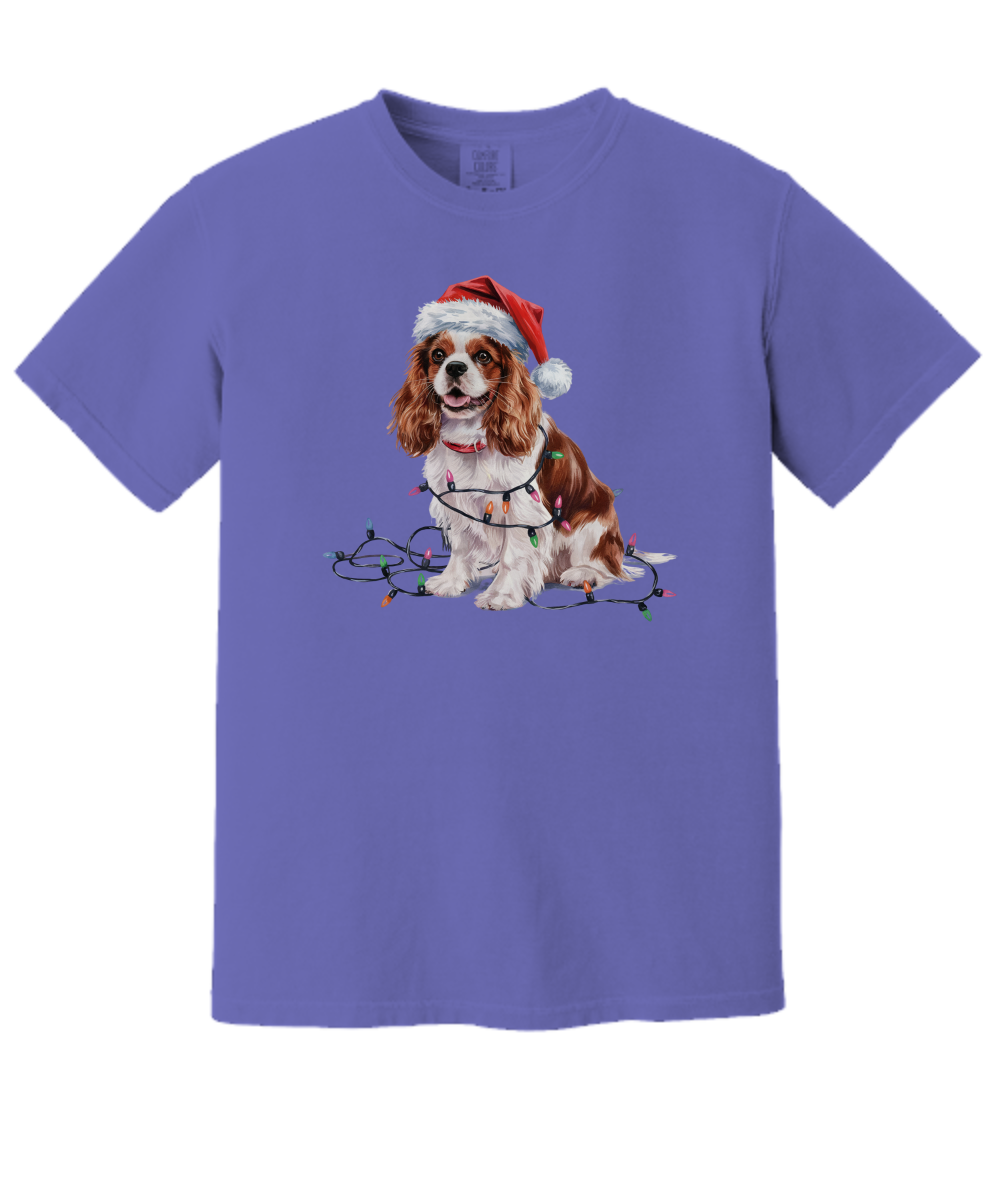 Christmas Cavalier King Charles Spaniel Shirt, Christmas Lights Dog Tee, Christmas Dog Tee, Cavalier Spaniel Mom Tshirt, Gift for Dog Lover