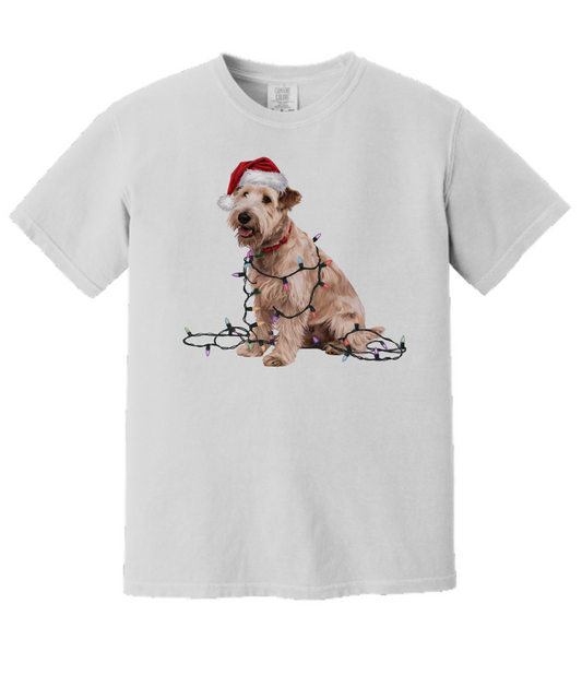 Christmas Soft Coated Wheaten Terrier Shirt, Christmas Lights Dog Tee, Christmas Dog, Terrier Mom Tee, Gift for Dog Lover, Terrier Tee