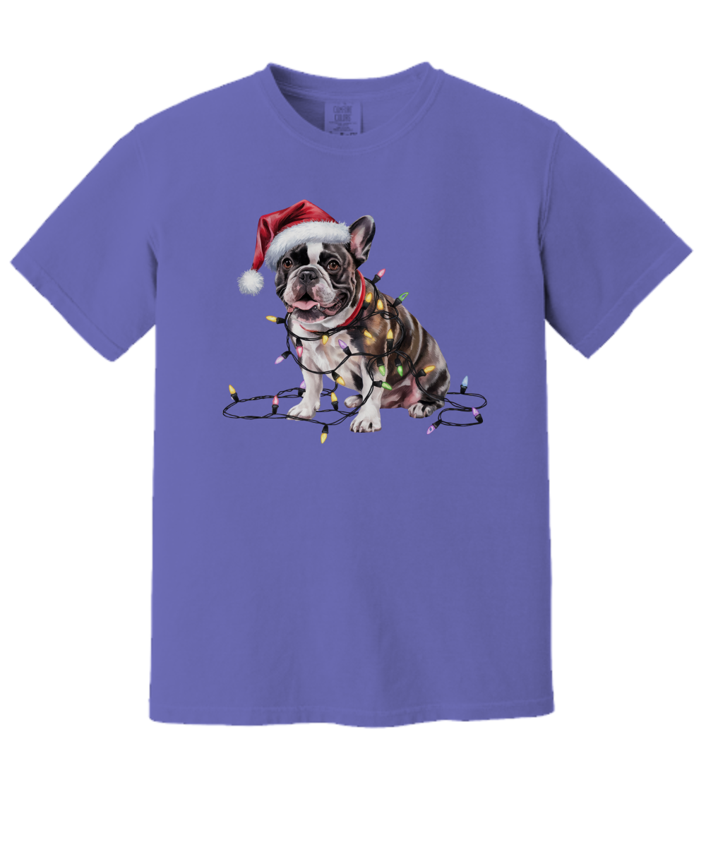 Christmas French Bulldog Shirt, Christmas Lights Dog Tee, Christmas Dog Tee, French Bulldog Mom Tshirt, Gift for Dog Lover, French Bulldog