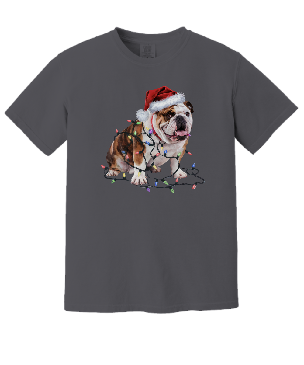 Christmas Bulldog Shirt, Christmas Lights Dog Tee, Christmas Dog Tee, Bulldog Mom Tshirt, Gift for Dog Lover, Bulldog