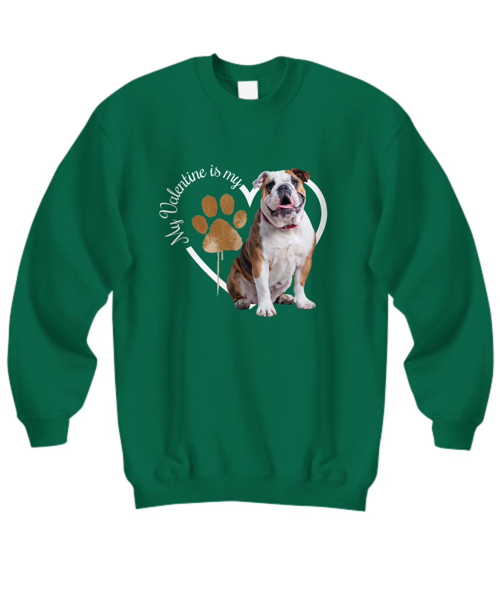 Valentine Bulldog Sweatshirt, Bulldog Mom, Valentine Heart Dog Sweatshirt, Valentine Dog, Gift for Dog Lover, Bulldog