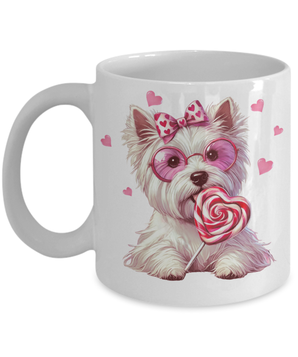 Valentines Day White Terrier Mug