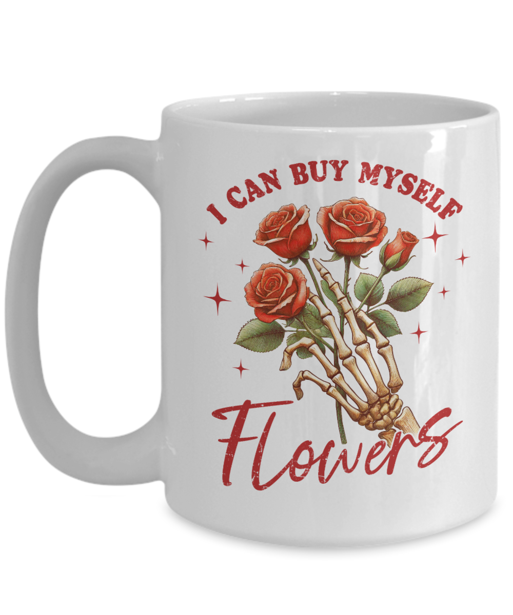 Valentines Day Skeleton Flowers Mug