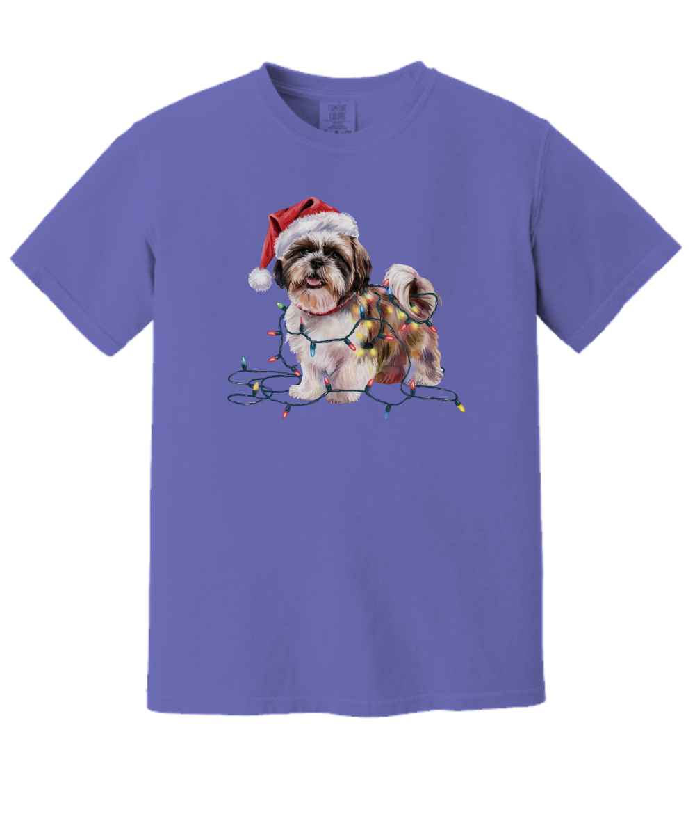 Christmas Shih Tzu Shirt, Christmas Lights Dog Tee, Christmas Dog Tee, Shih Tzu Mom Tshirt, Gift for Dog Lover, Shih Tzu