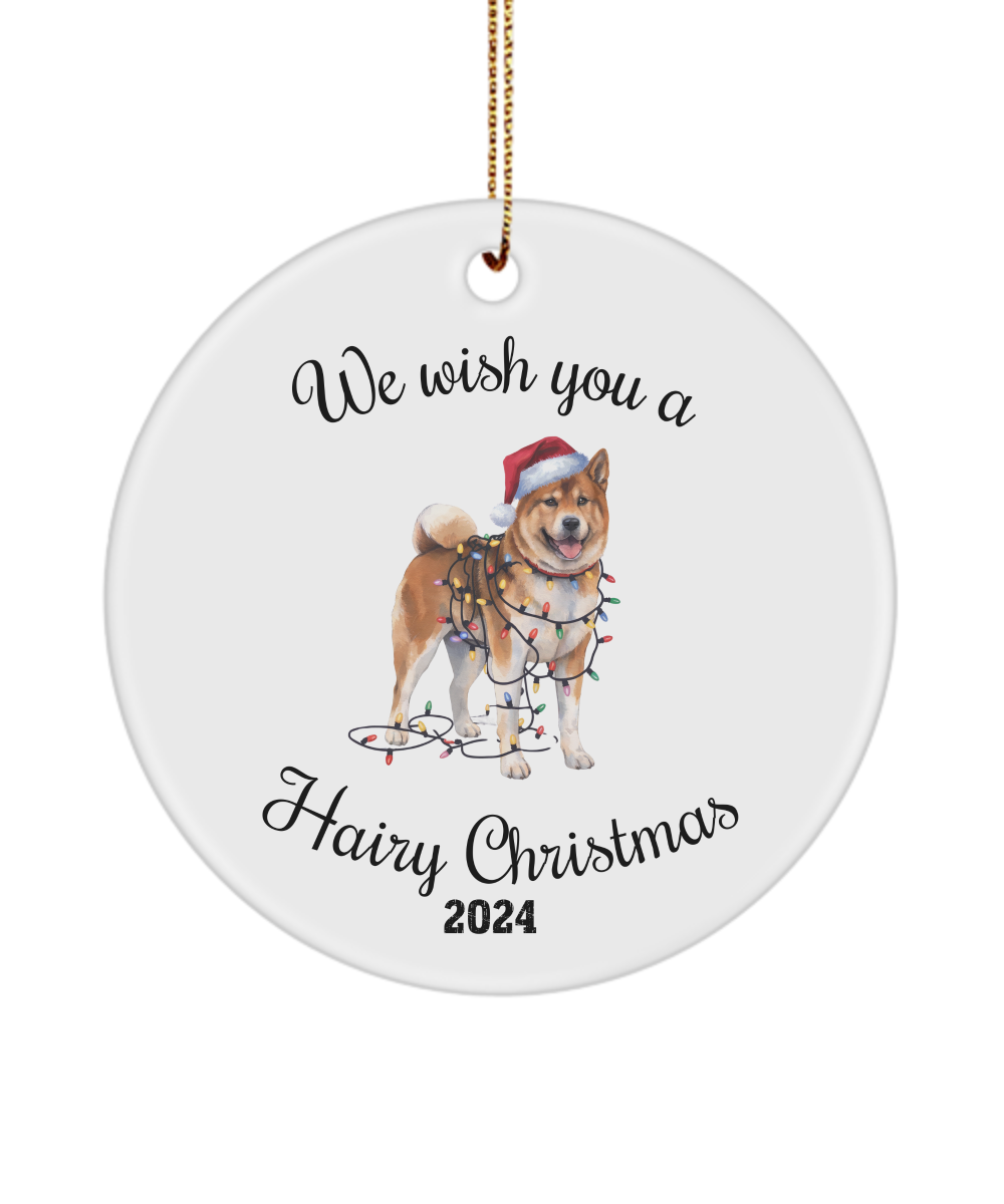 Christmas Akita Ornament, Christmas Lights Dog Keepsake, Christmas Dog, Akita Mom, Gift For Dog Lover, Akita