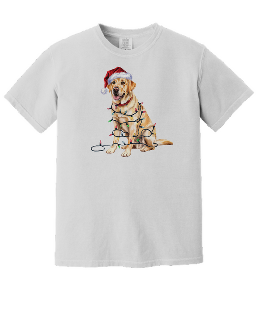 Christmas Yellow Labrador Shirt, Christmas Lights Dog Tee, Christmas Dog Tee, Lab Mom Tshirt, Gift for Dog Lover, Yellow Lab