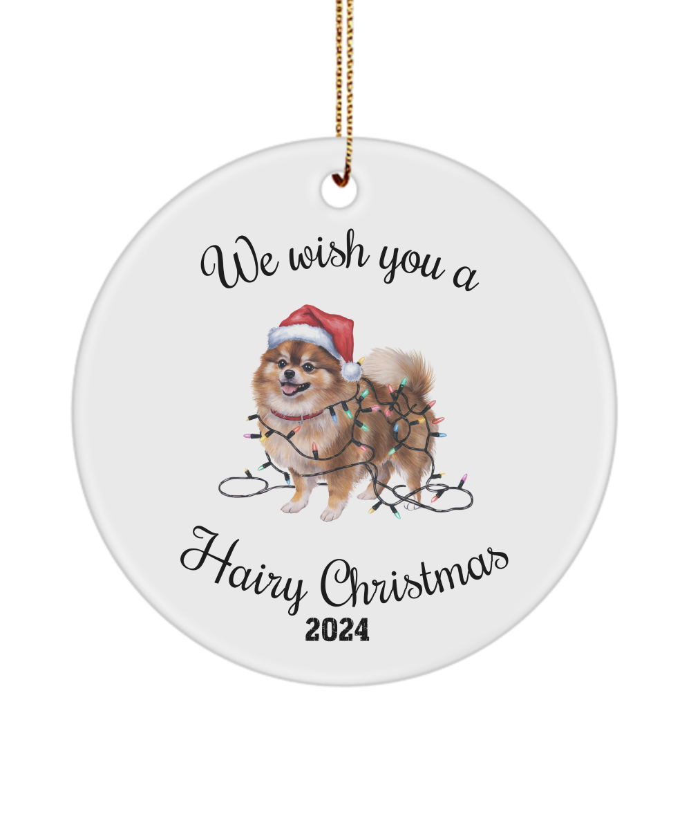 Christmas Pomeranian Ornament, Christmas Lights Dog Keepsake, Christmas Dog, Pomeranian Mom, Gift For Dog Lover, Pomeranian