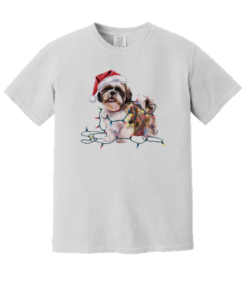 Christmas Shih Tzu Shirt, Christmas Lights Dog Tee, Christmas Dog Tee, Shih Tzu Mom Tshirt, Gift for Dog Lover, Shih Tzu