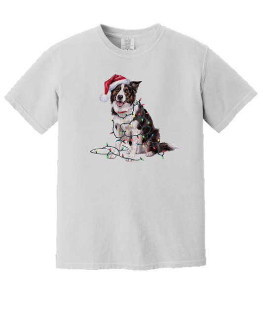 Christmas Border Collie Shirt, Christmas Lights Dog Tee, Christmas Dog Tee, Border Collie Mom Tshirt, Gift for Dog Lover, Border Collie