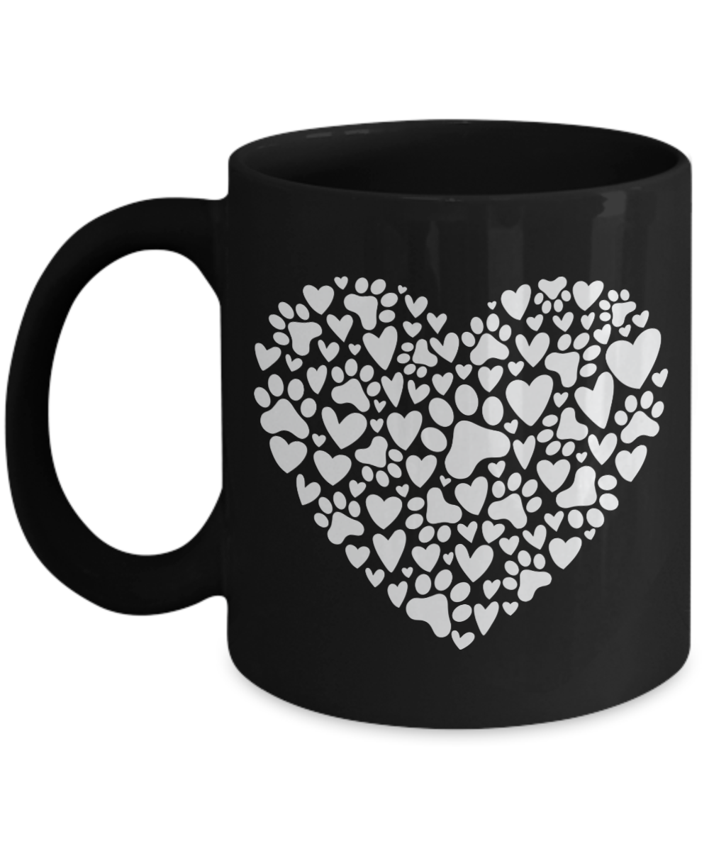 Valentines Day, Paw Print Heart Mug, Dog Lover, Cat Lover