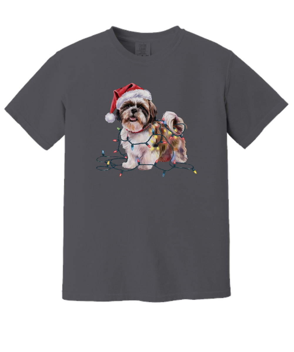 Christmas Shih Tzu Shirt, Christmas Lights Dog Tee, Christmas Dog Tee, Shih Tzu Mom Tshirt, Gift for Dog Lover, Shih Tzu