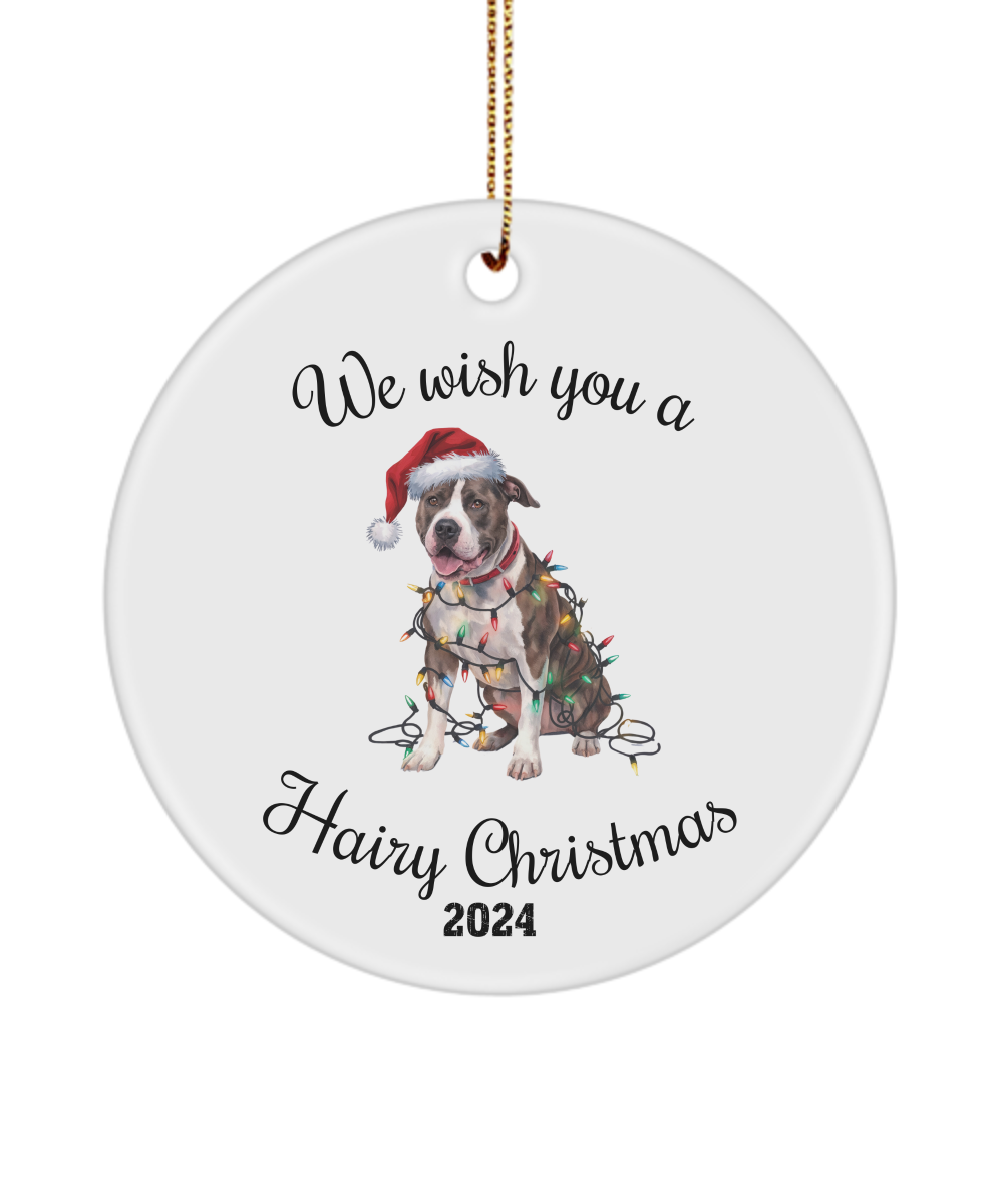 Christmas Pitbull Ornament, Christmas Lights Dog Keepsake, Christmas Dog, Pitbull Mom, Gift For Dog Lover, Pitbull