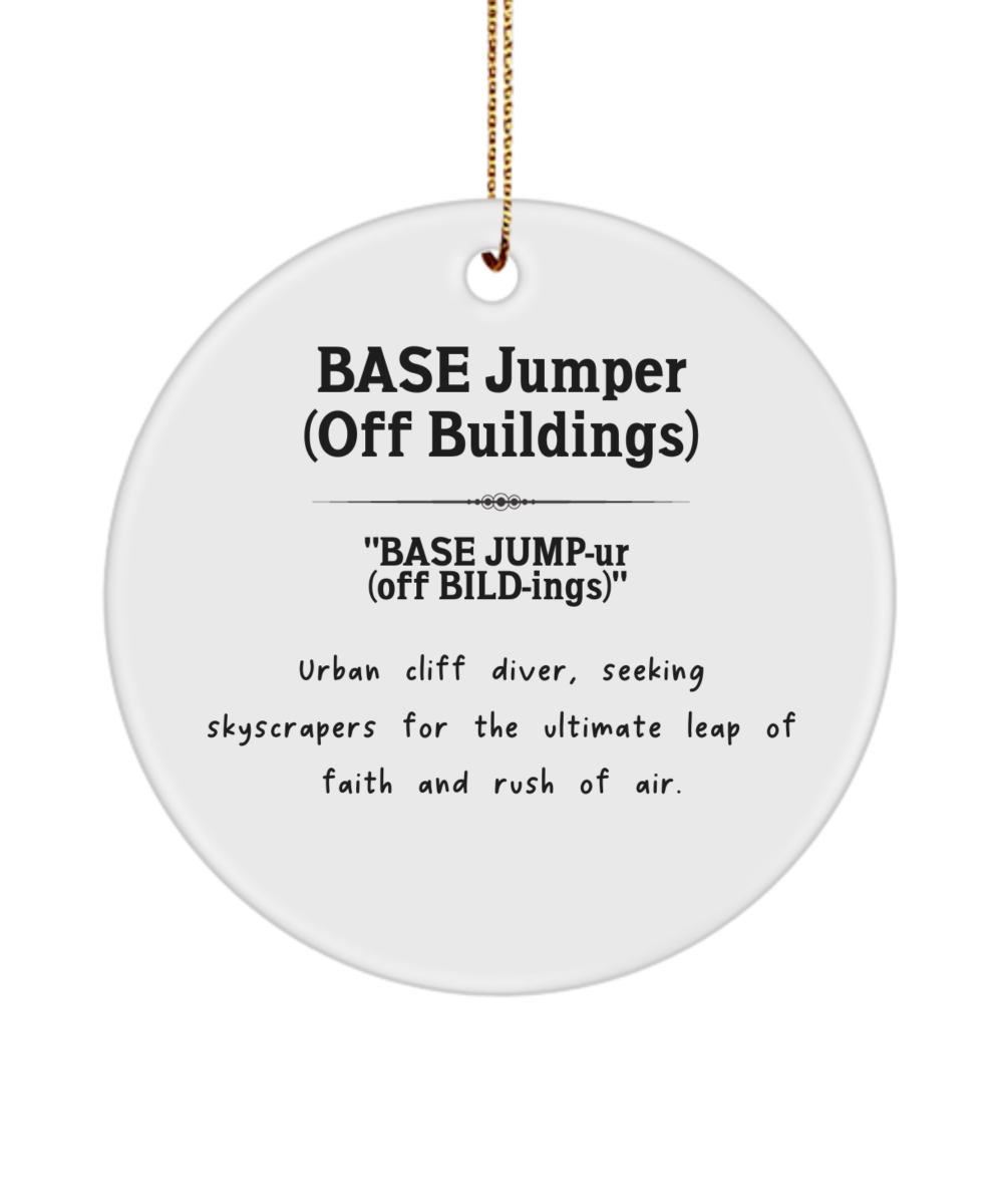 Base Jumper Ornament, Base Jumping Gift, Building Jumper Gift, Thrill Seeker Present, Urban Base Jump Keepsake, Parachuting Ornament