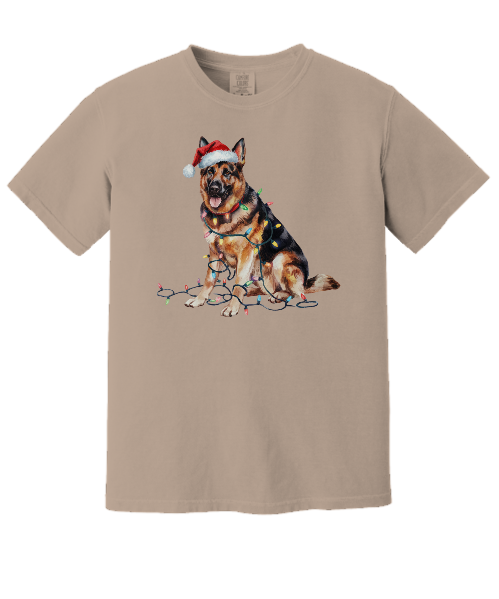 Christmas German Shepherd Shirt, Christmas Lights Dog Tee, Christmas Dog, Shepherd Mom Tee, Gift for Dog Lover, Shepherd Tee