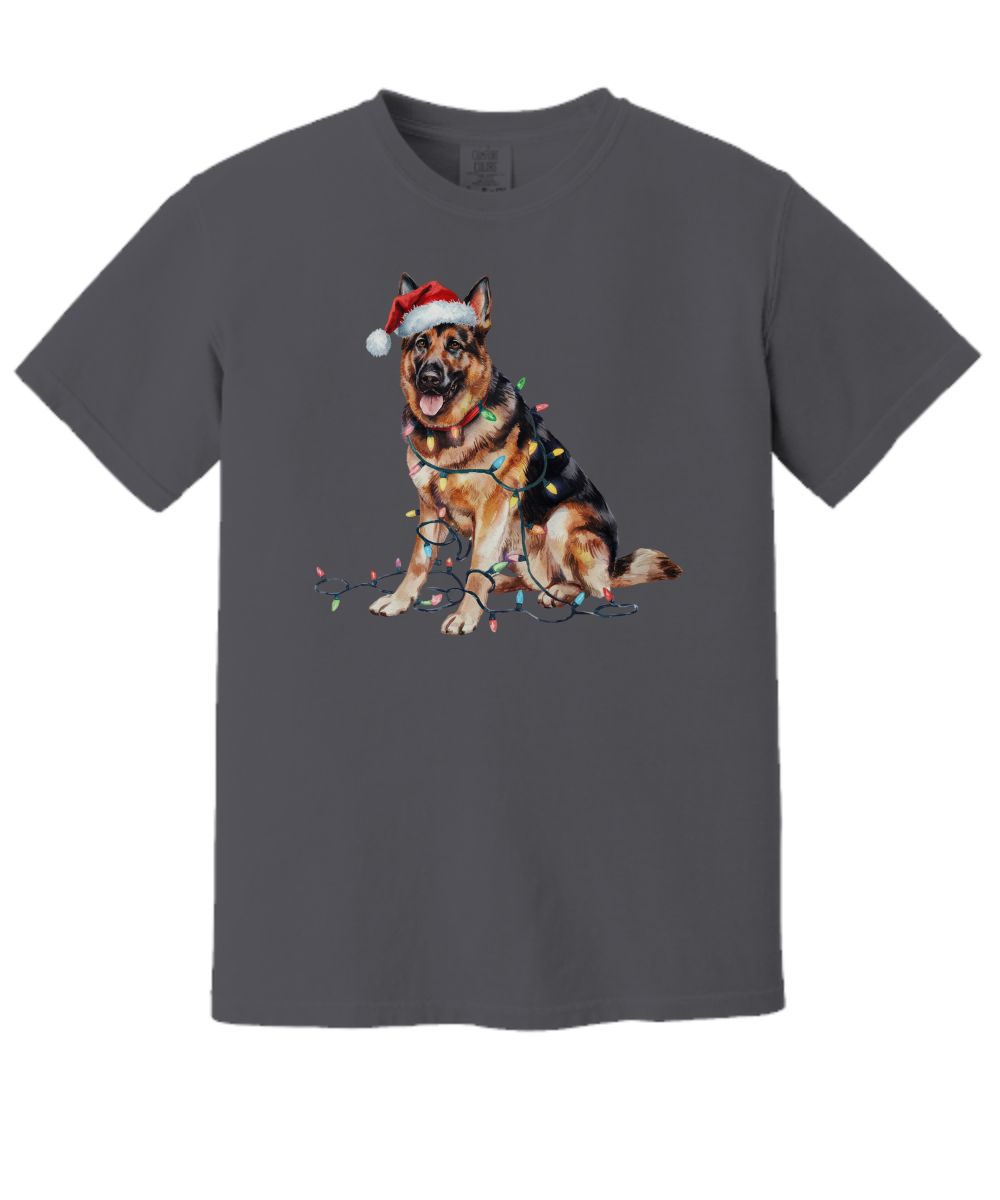 Christmas German Shepherd Shirt, Christmas Lights Dog Tee, Christmas Dog, Shepherd Mom Tee, Gift for Dog Lover, Shepherd Tee