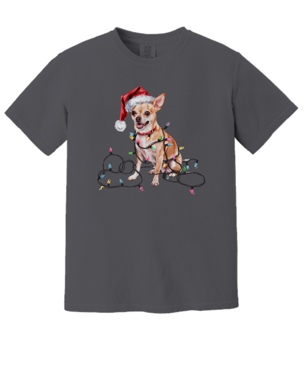 Christmas Chihuahua Shirt, Christmas Dog Tee, Christmas Lights Dog Tee, Chihuahua Mom Tshirt, Gift for Dog Lover, Chihuahua