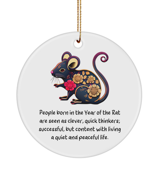 Chinese Zodiac Ornament, Chinese New Year, Chinese Zodiac, Chinese Horoscope, Zodiac Sign, Year of The Rat, Rat Ornament, Zodiac Ornament, Chinese New Year