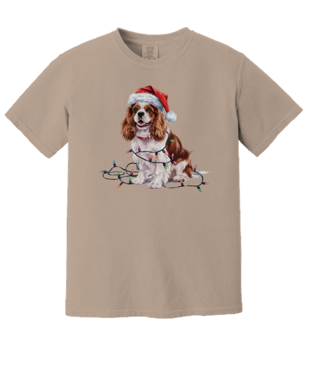 Christmas Cavalier King Charles Spaniel Shirt, Christmas Lights Dog Tee, Christmas Dog Tee, Cavalier Spaniel Mom Tshirt, Gift for Dog Lover