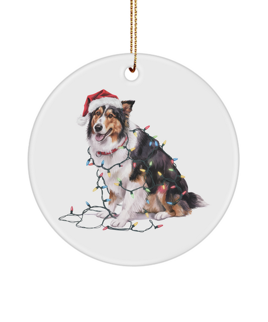 Christmas Collie Ornament, Christmas Lights Dog Keepsake, Christmas Dog, Collie Mom, Gift For Dog Lover, Collie