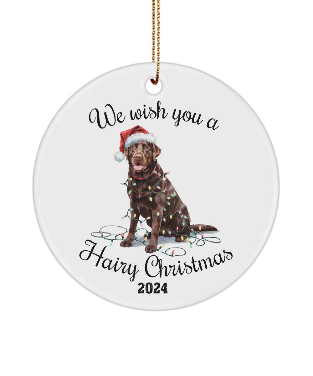 Christmas Chocolate Labrador Ornament, Lab Mom, Christmas Lights Dog Keepsake, Christmas Dog, Gift for Dog Lover, Chocolate Lab