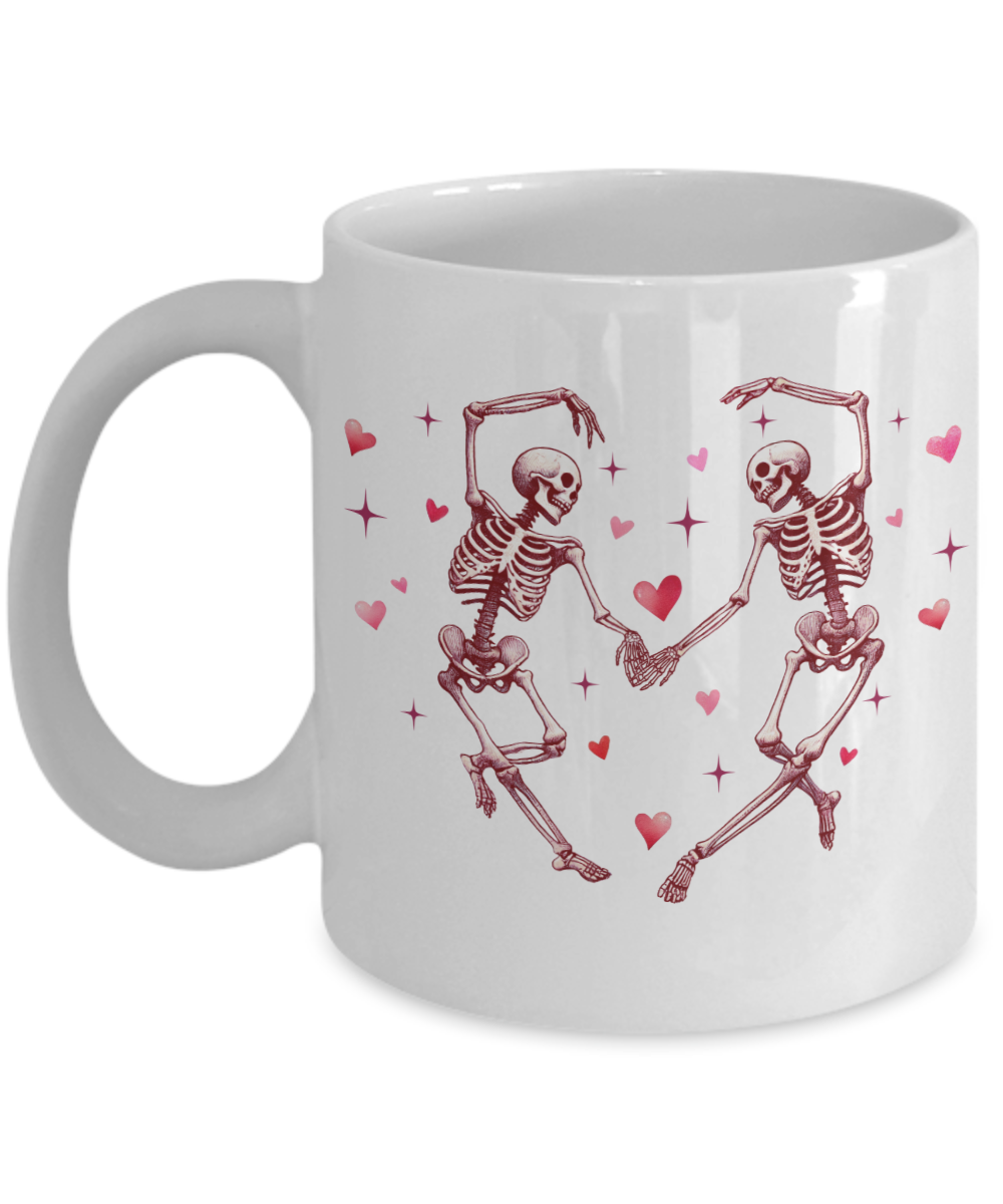 Valentines Day Skeleton Heart Dance Mug