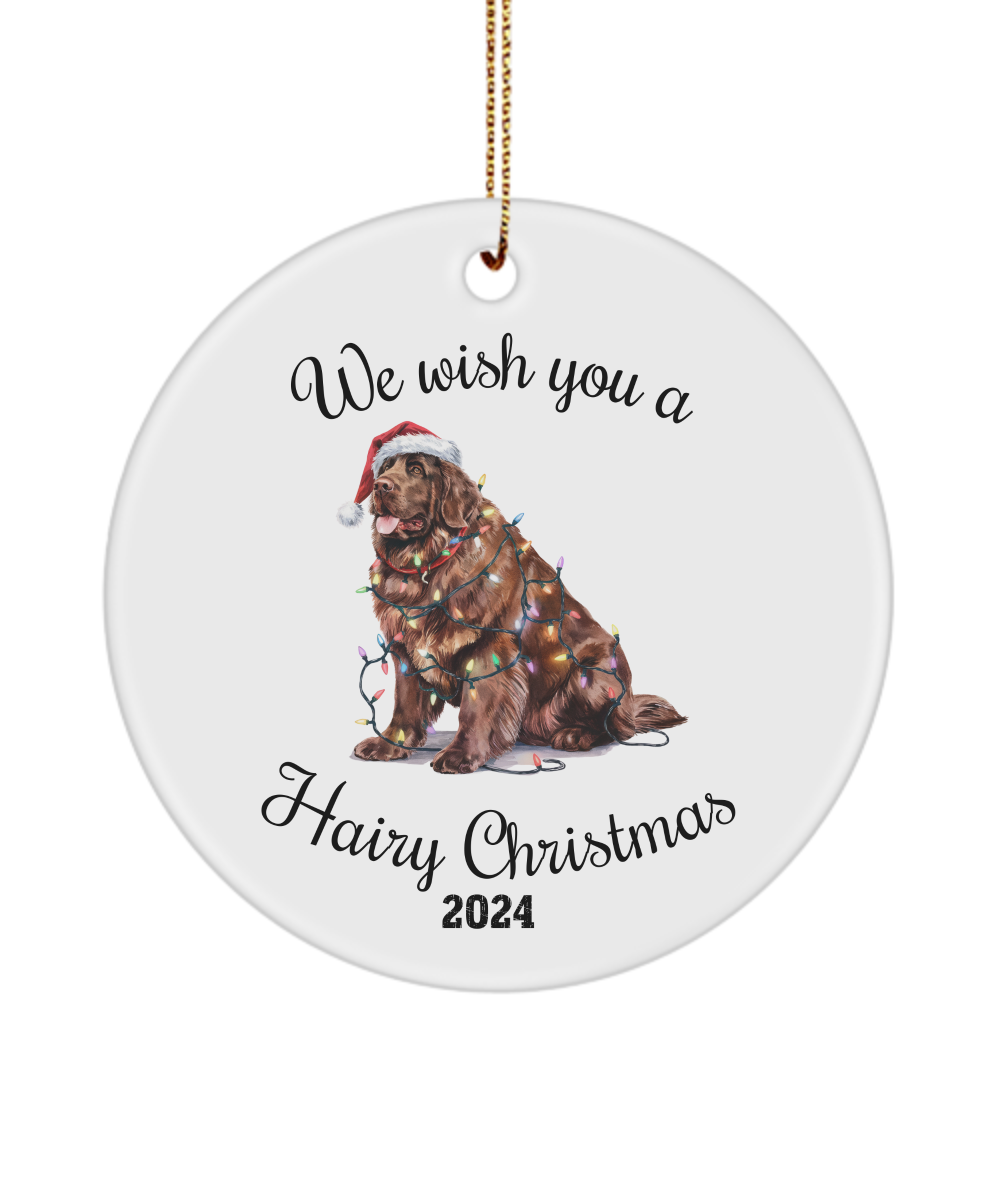 Christmas Newfoundland Ornament, Christmas Lights Dog Keepsake, Christmas Dog, Newfoundland Mom, Gift For Dog Lover, Brown Newfoundland