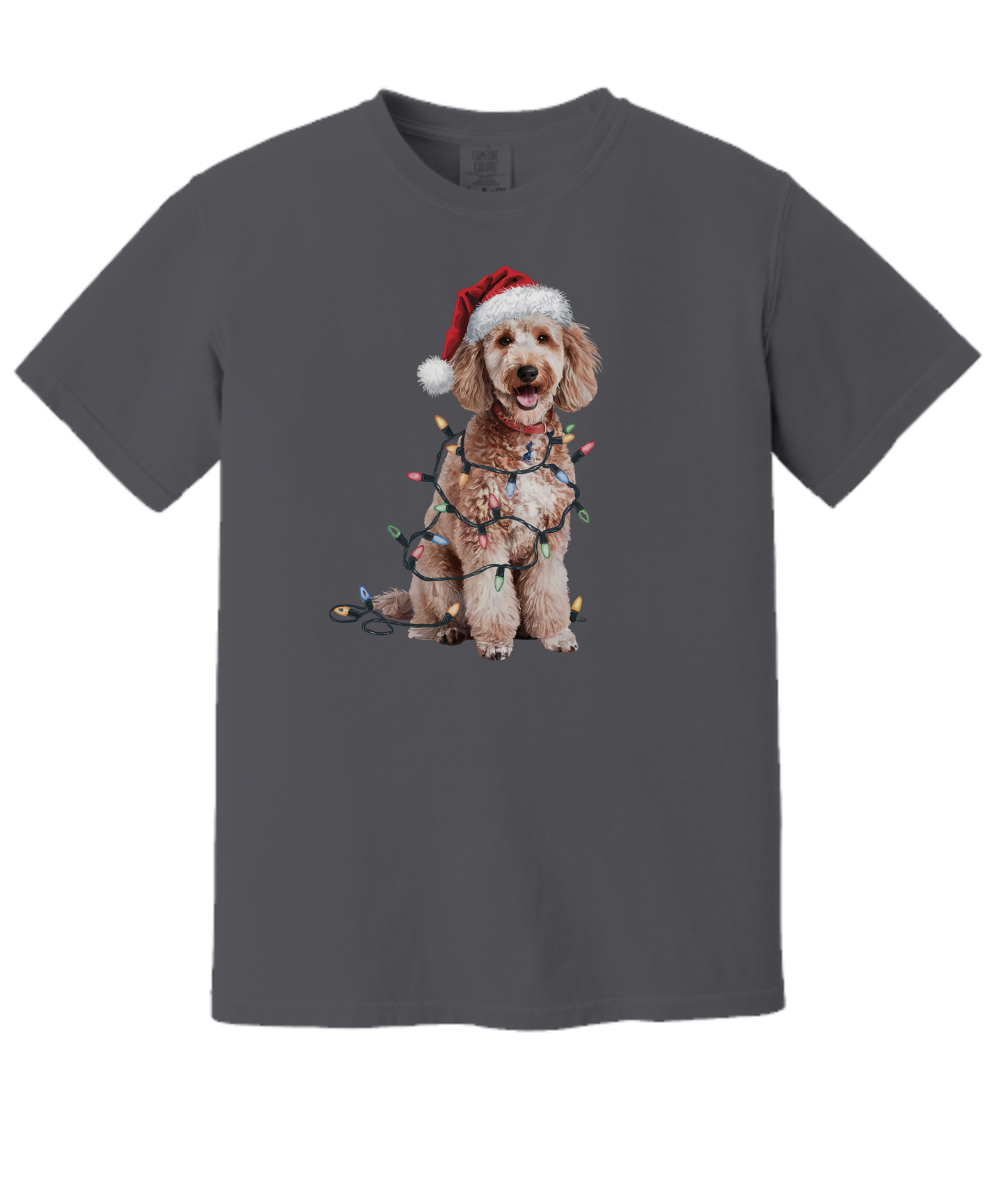 Christmas Poodle Shirt, Christmas Lights Dog Tee, Christmas Dog Tee, Poodle Mom Tshirt, Gift for Dog Lover, Poodle