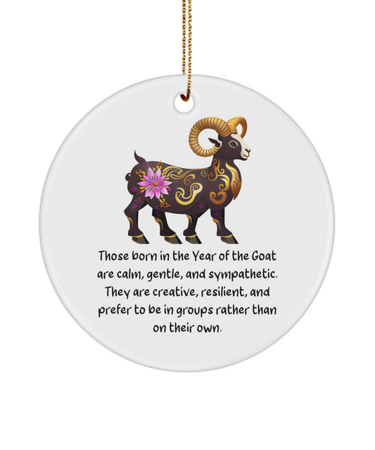 Chinese Zodiac Ornament, Chinese New Year, Chinese Zodiac, Chinese Horoscope, Zodiac Sign, Year of The Goat, Goat Ornament, Zodiac Ornament, Chinese New Year