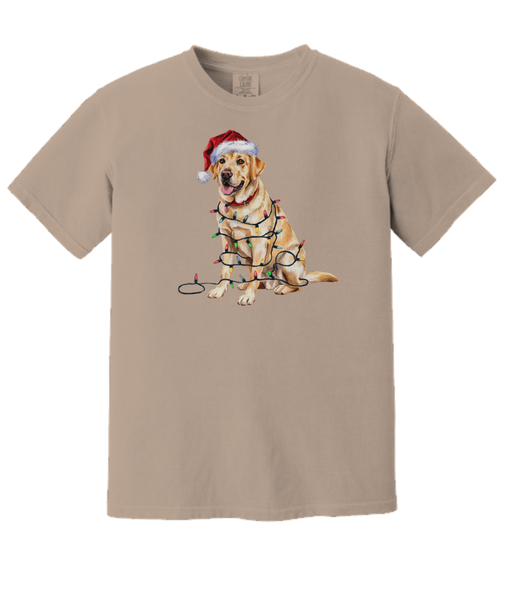 Christmas Yellow Labrador Shirt, Christmas Lights Dog Tee, Christmas Dog Tee, Lab Mom Tshirt, Gift for Dog Lover, Yellow Lab