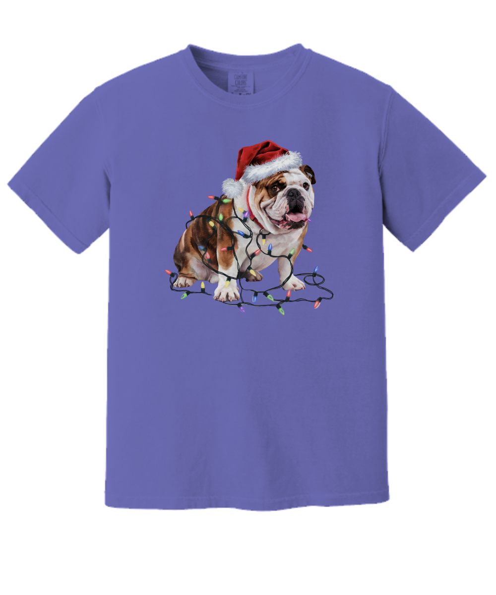 Christmas Bulldog Shirt, Christmas Lights Dog Tee, Christmas Dog Tee, Bulldog Mom Tshirt, Gift for Dog Lover, Bulldog