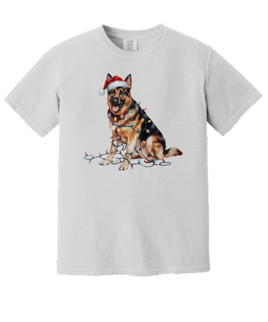 Christmas German Shepherd Shirt, Christmas Lights Dog Tee, Christmas Dog, Shepherd Mom Tee, Gift for Dog Lover, Shepherd Tee