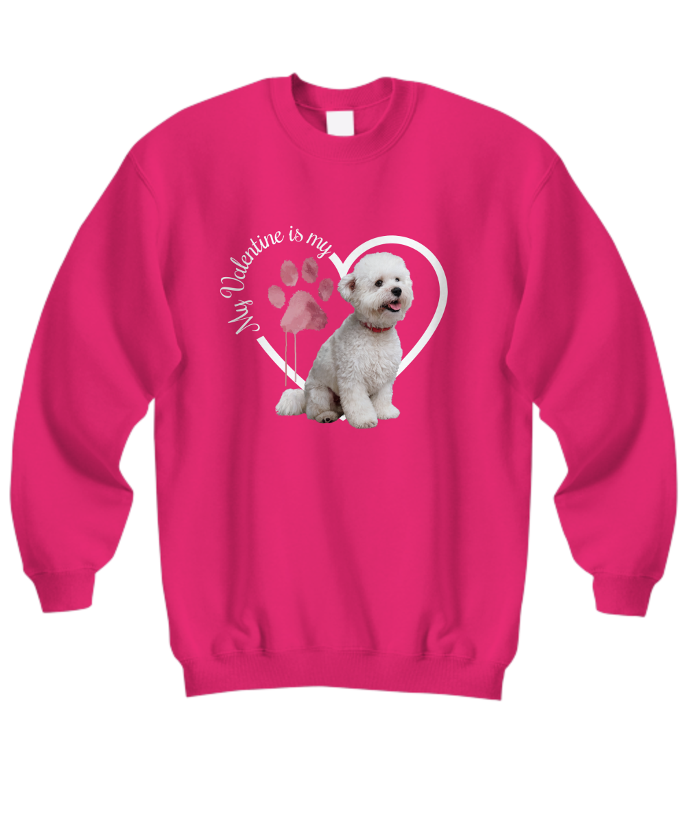 Valentine Bichon Frise Sweatshirt, Bichon Frise Mom,, Valentine Heart Dog, Valentine Dog Sweatshirt, Gift for Dog Lover