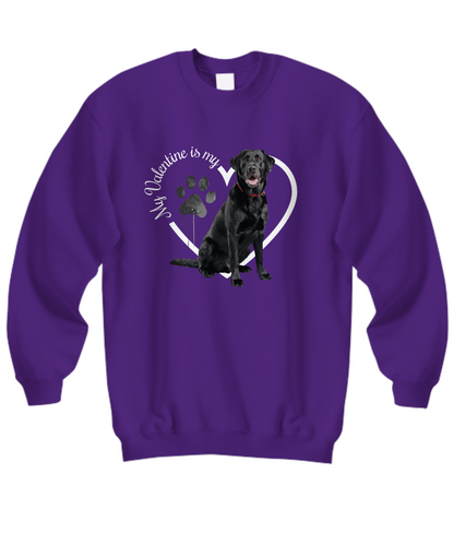 Valentine Black Lab Sweatshirt, Black Lab Mom, Valentine Heart Dog, Valentine Dog Sweatshirt, Gift for Dog Lover