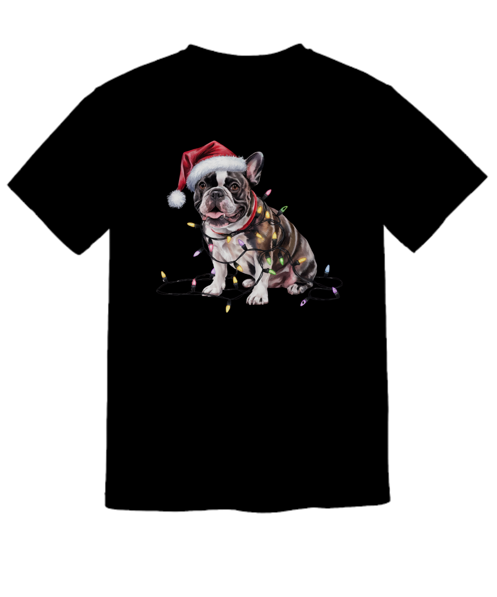 Christmas French Bulldog Shirt, Christmas Lights Dog Tee, Christmas Dog Tee, French Bulldog Mom Tshirt, Gift for Dog Lover, French Bulldog