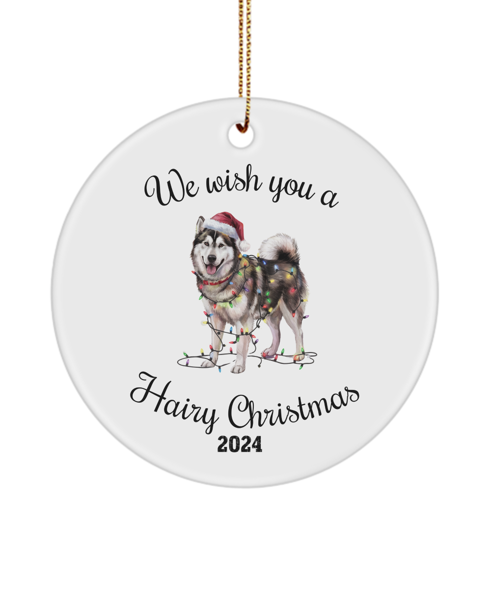 Christmas Alaskan Malamute Ornament, Christmas Lights Dog Keepsake, Christmas Dog, Alaskan Malamute Mom, Gift For Dog Lover, Alaskan Malamute