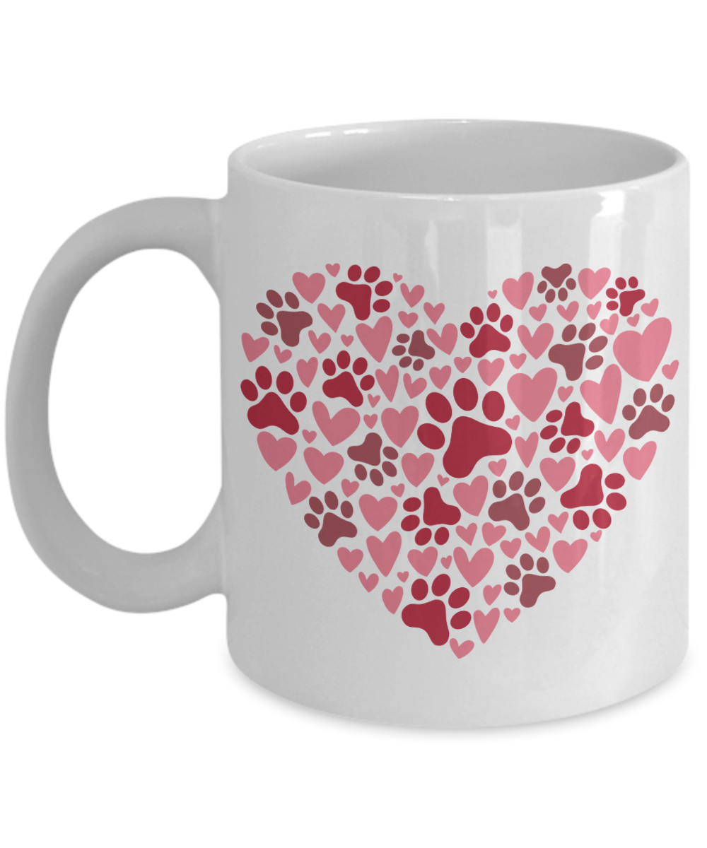 Valentines Day Paw Print Heart Mug