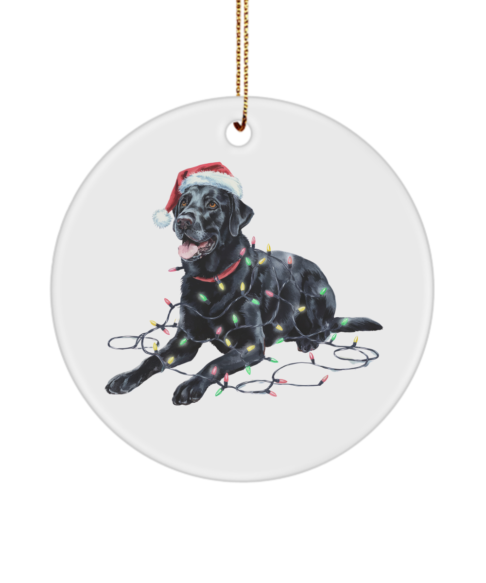 Christmas Black Labrador Ornament, Christmas Lights Dog Keepsake, Christmas Dog, Lab Mom, Gift for Dog Lover, Black Lab