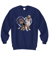 Load image into Gallery viewer, Valentine Australian Shepherd Sweatshirt, Australian Shepherd Mom, Valentine Heart Dog, Valentine Dog Sweatshirt, Gift for Dog Lover
