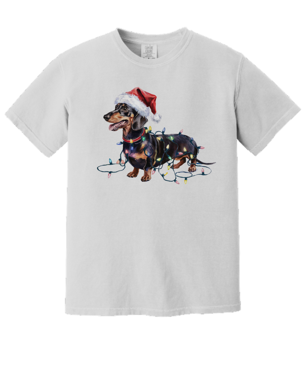 Christmas Dachshund Shirt, Christmas Lights Dog Tee, Christmas Dog Tee, Dachshund Mom Tshirt, Gift for Dog Lover, Dachshund